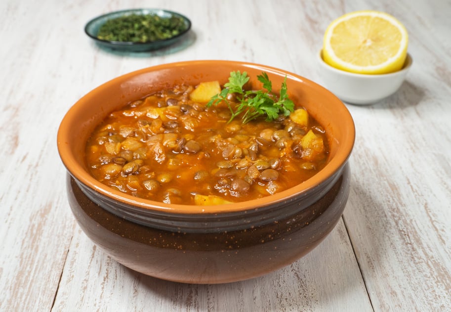 Vegan lentil soup. Delicious rich lentil soup.