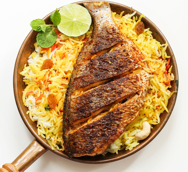 Fish Biryani Indian Style Fish and Rice with Spicy Masala