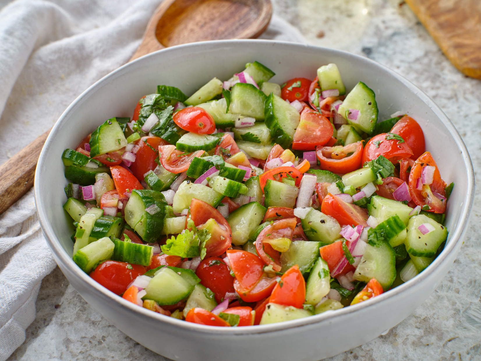 Fresh Israeli Salad in Bowl